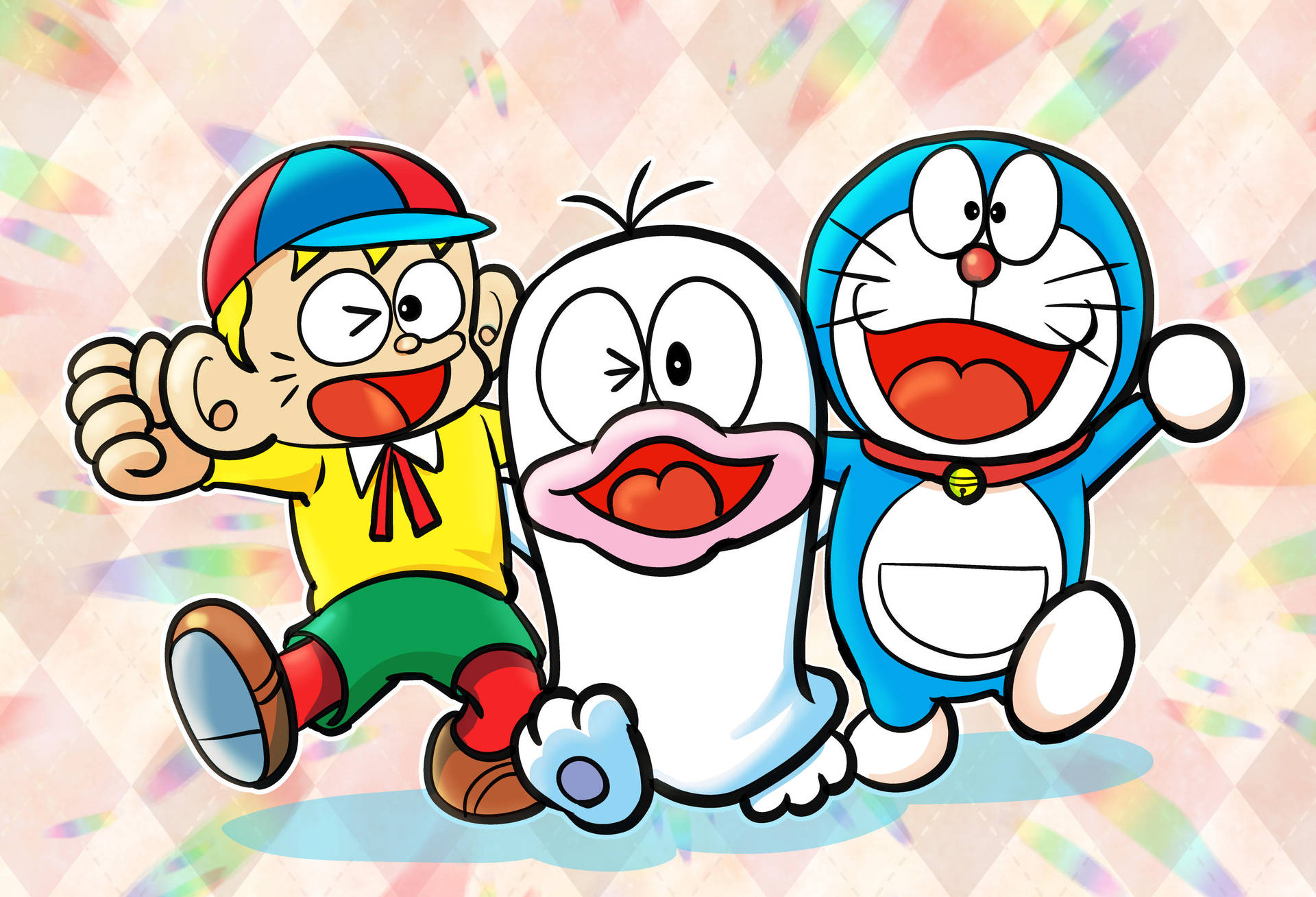 Cute Doraemon With Other Manga Characters