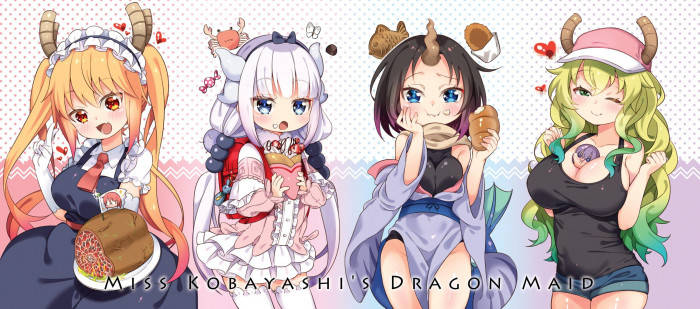 Cute Dragon Maid Lucoa, Elma, Kanna, Tohru Wallpaper