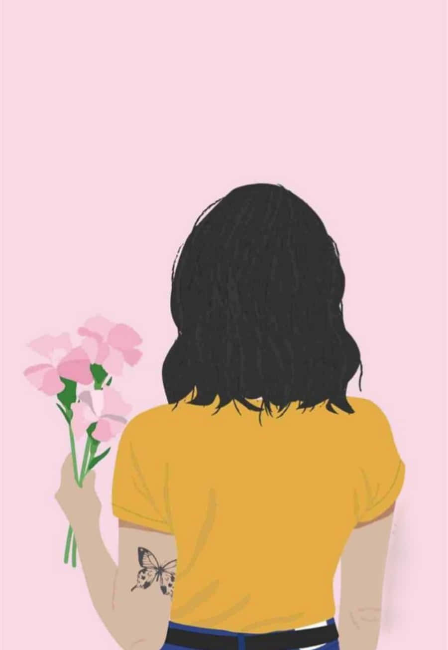 Cute Flower Girl Drawing Picture