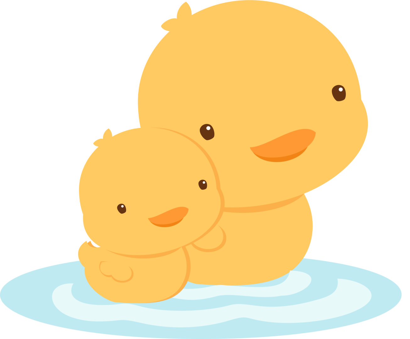 Cute Ducklings Cartoon Illustration PNG