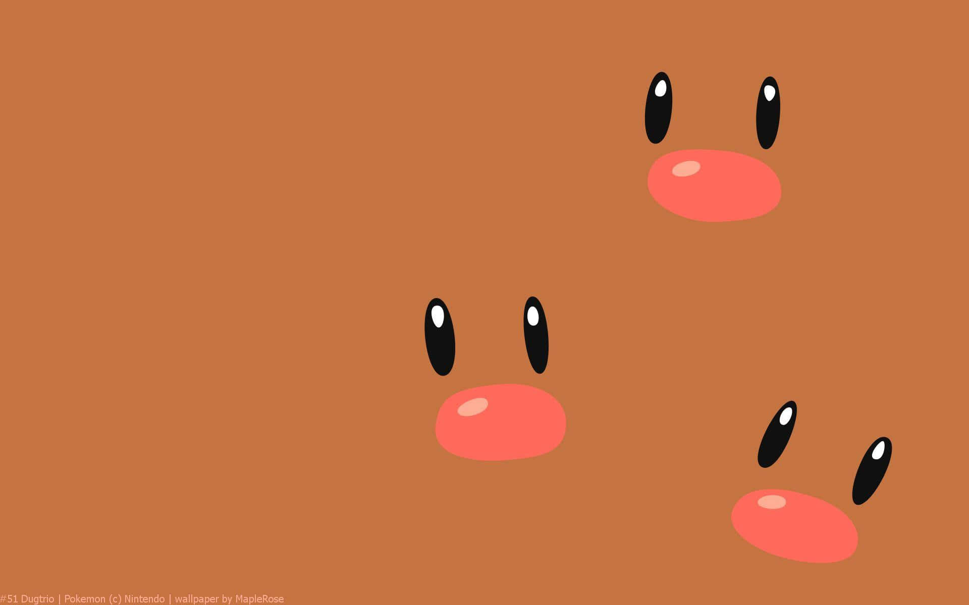 Cute Dugtrio Faces Pink Noses Wallpaper
