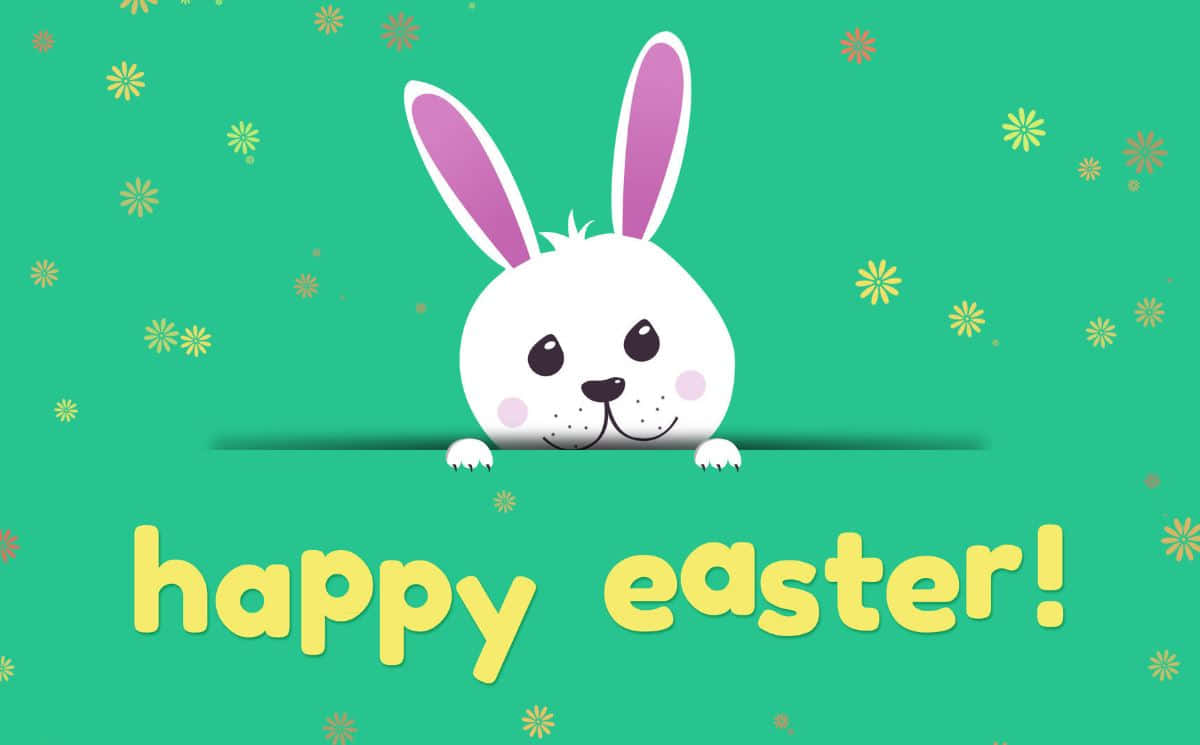 Adorable Easter Bunnies with Colorful Eggs on a Spring Background