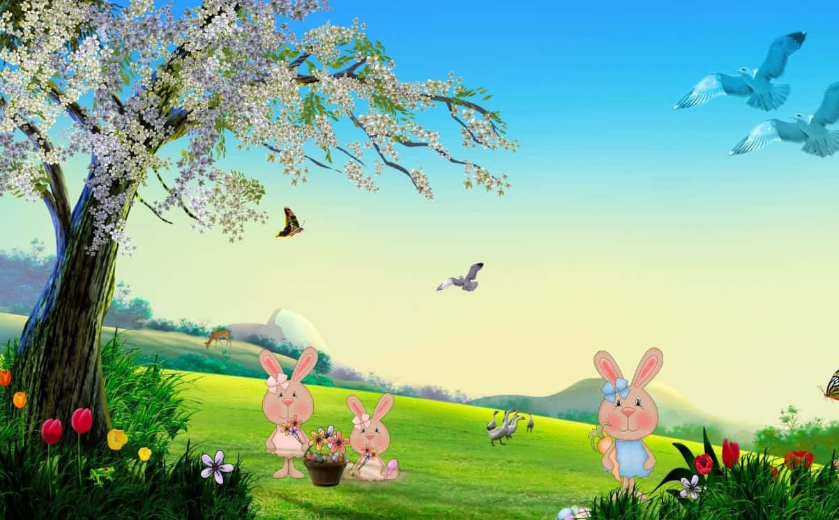 Adorable Easter Bunnies on a Springtime Meadow
