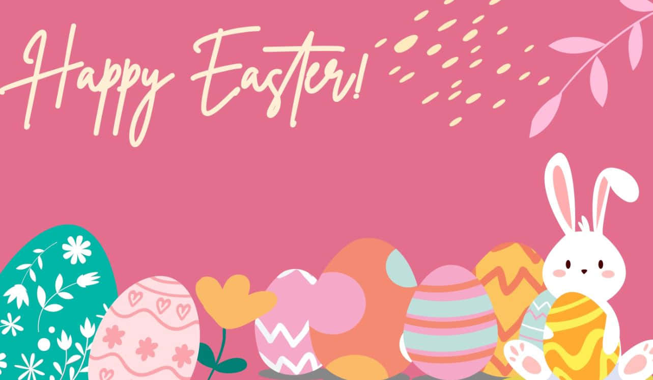 Adorable Easter Bunny with Colorful Easter Eggs