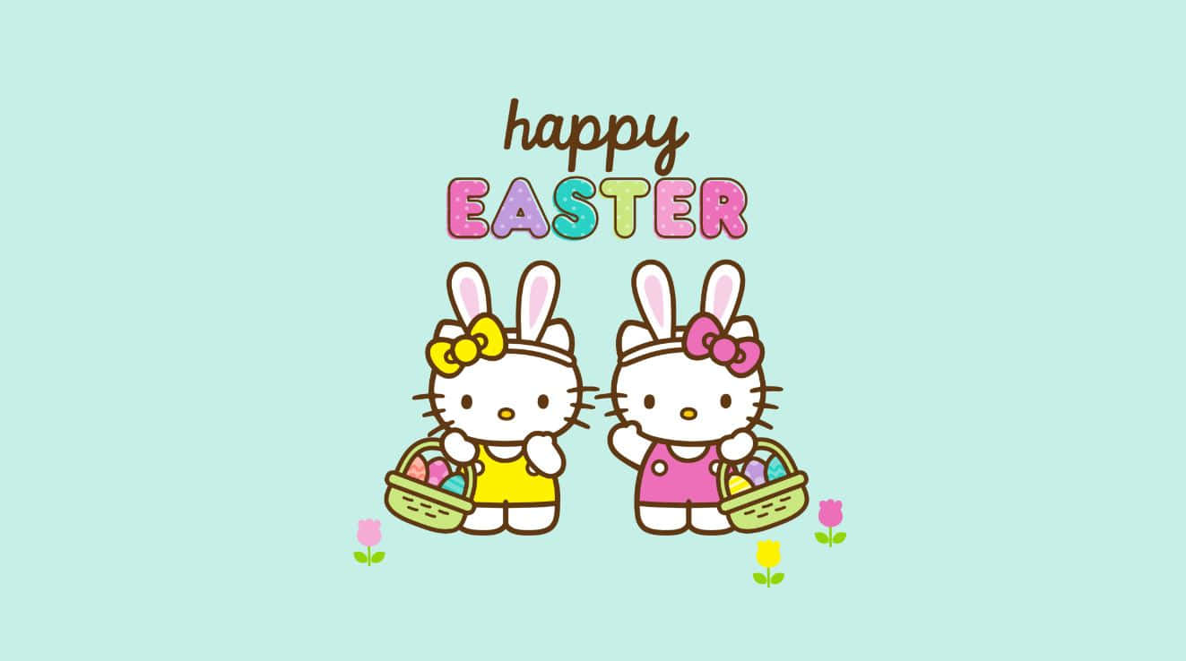 Adorable Easter Bunny with Colorful Eggs on a Festive Spring Background