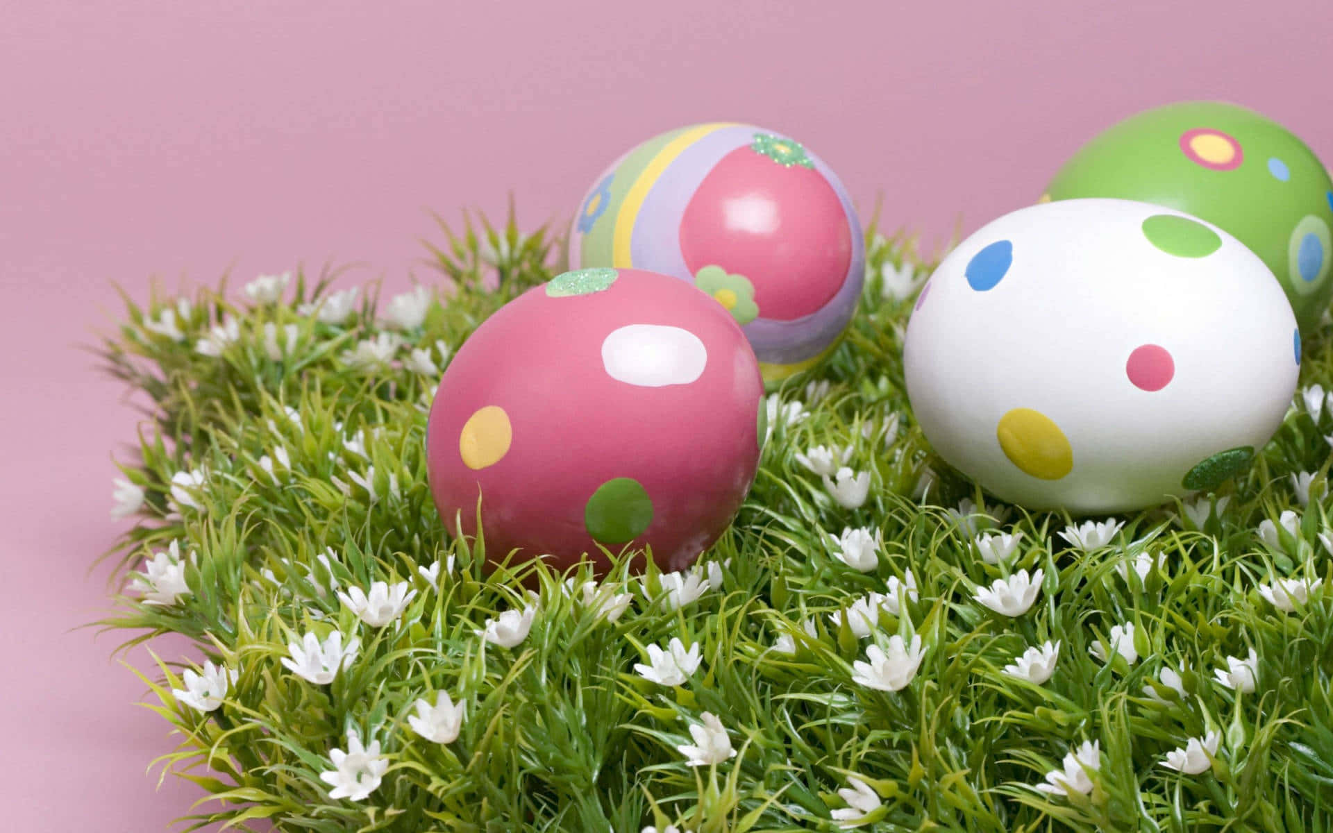 Adorable Easter Bunny Surrounded by Colorful Eggs