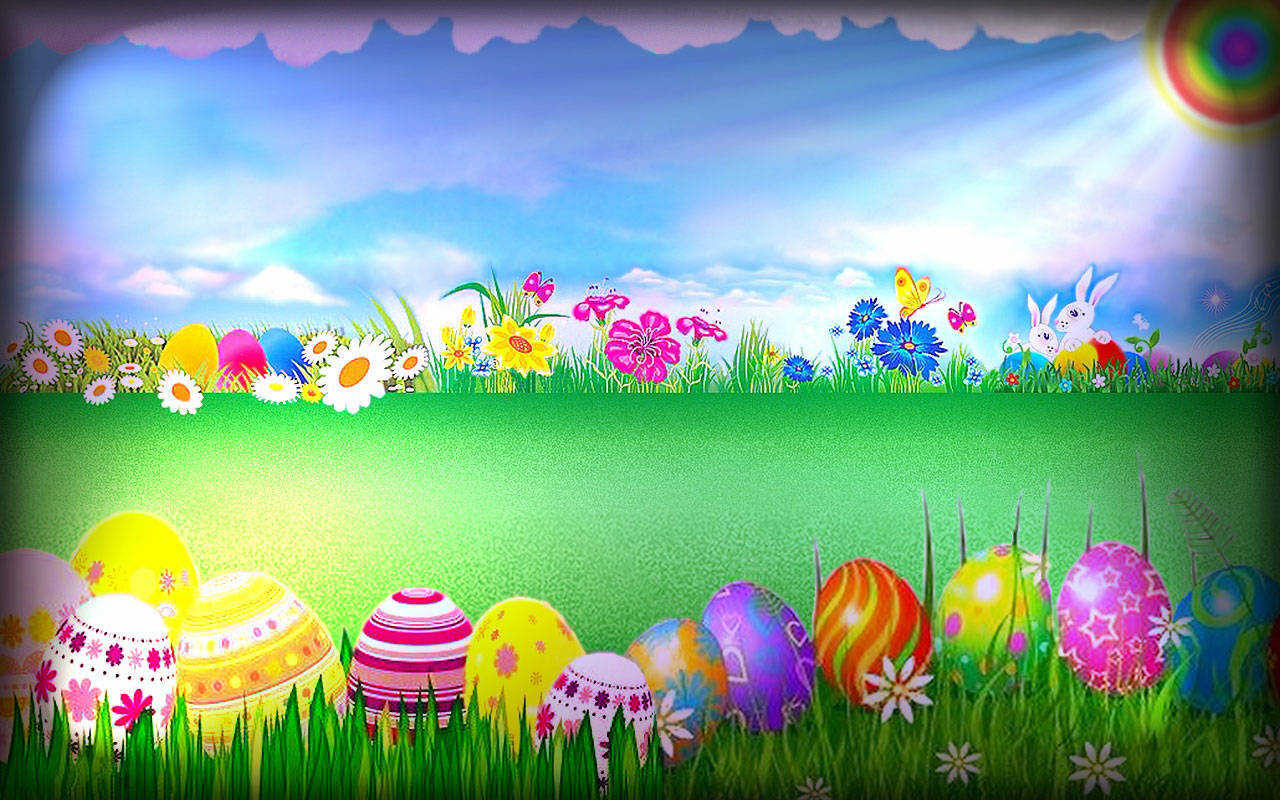 Cute Easter Egg Scenery Wallpaper