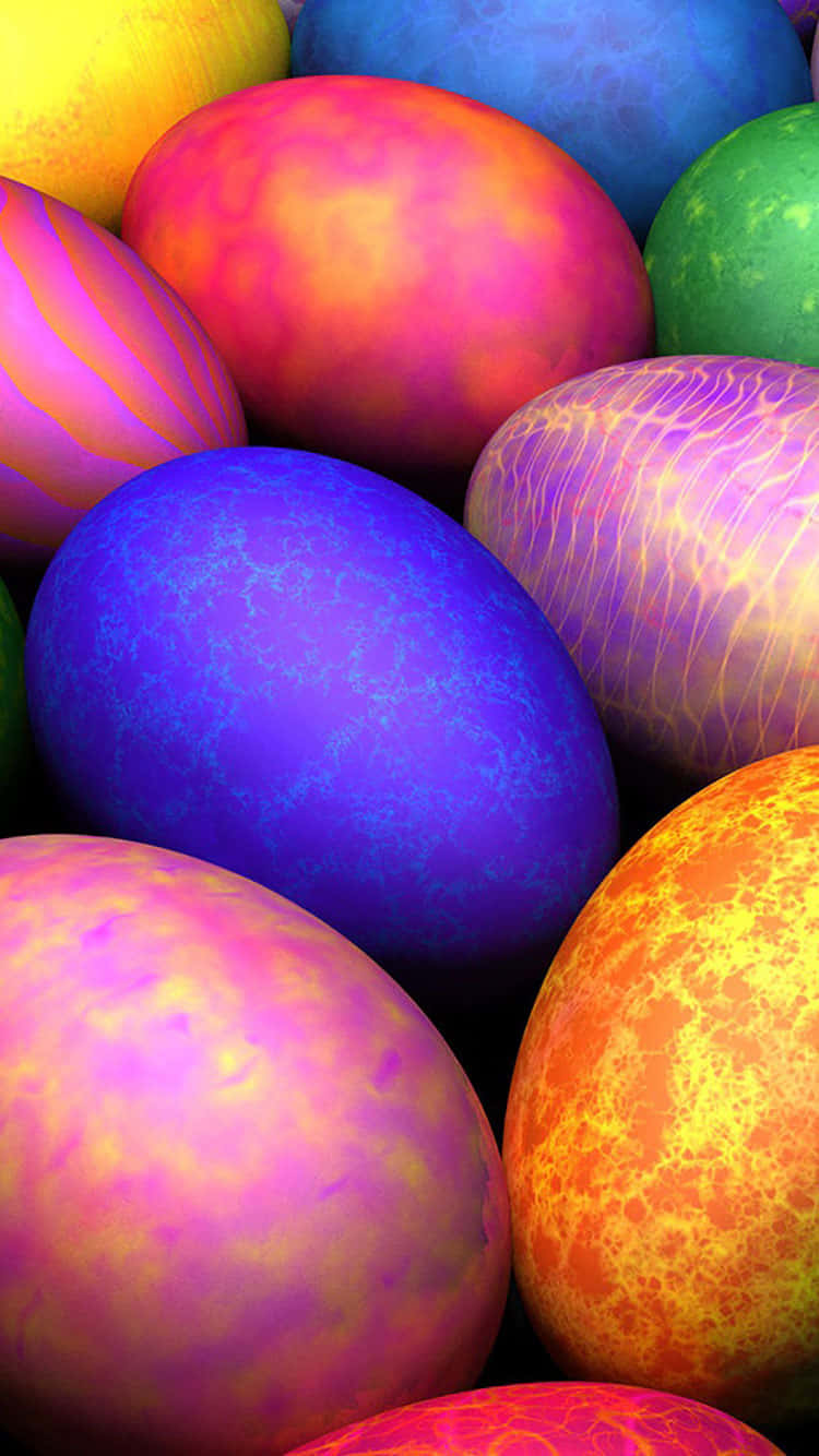 Cute Easter Iphone With Psychedelic Patterned Eggs Wallpaper