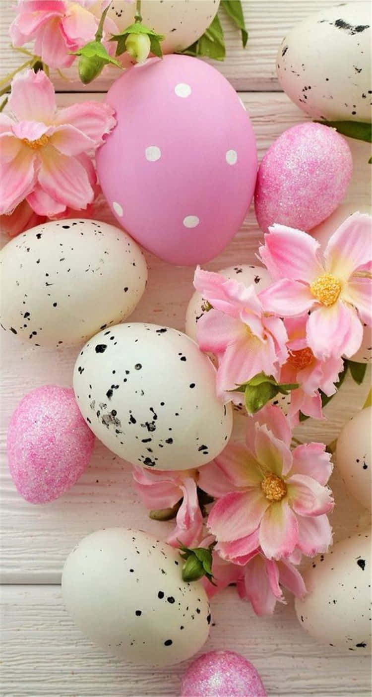 Cute Easter Iphone With Spotted Eggs Wallpaper