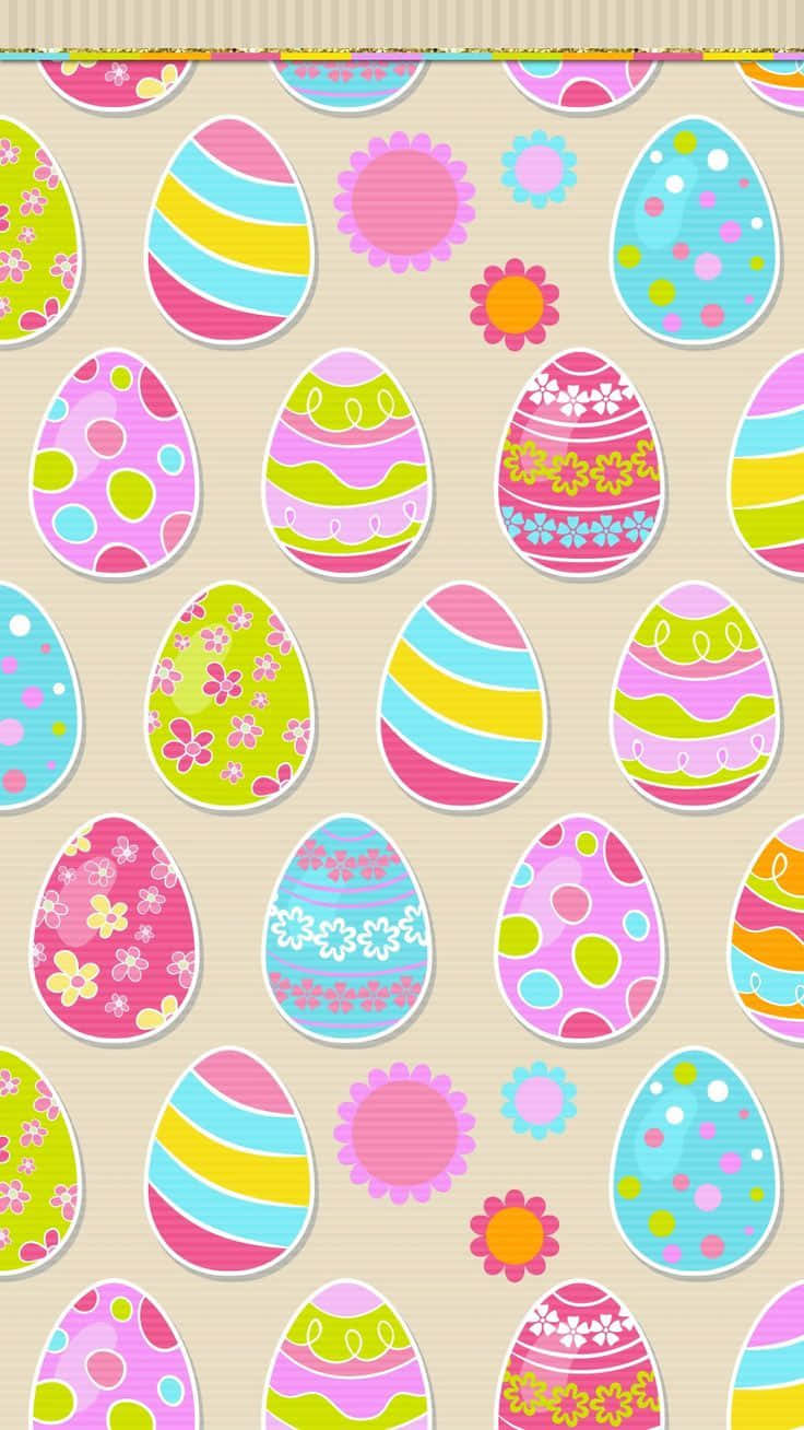 Cute Easter Iphone With Pink Eggs Wallpaper