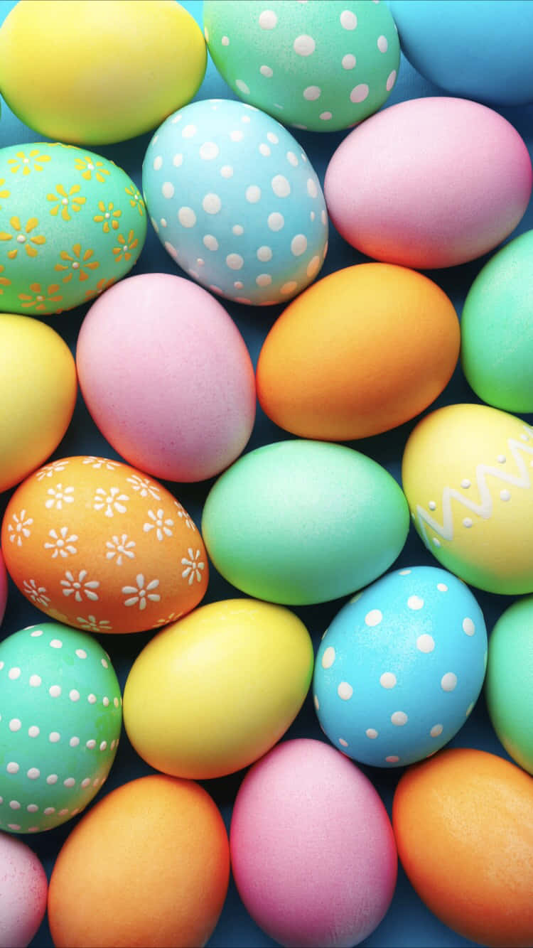 Cute Easter Iphone With Decorated Eggs Wallpaper