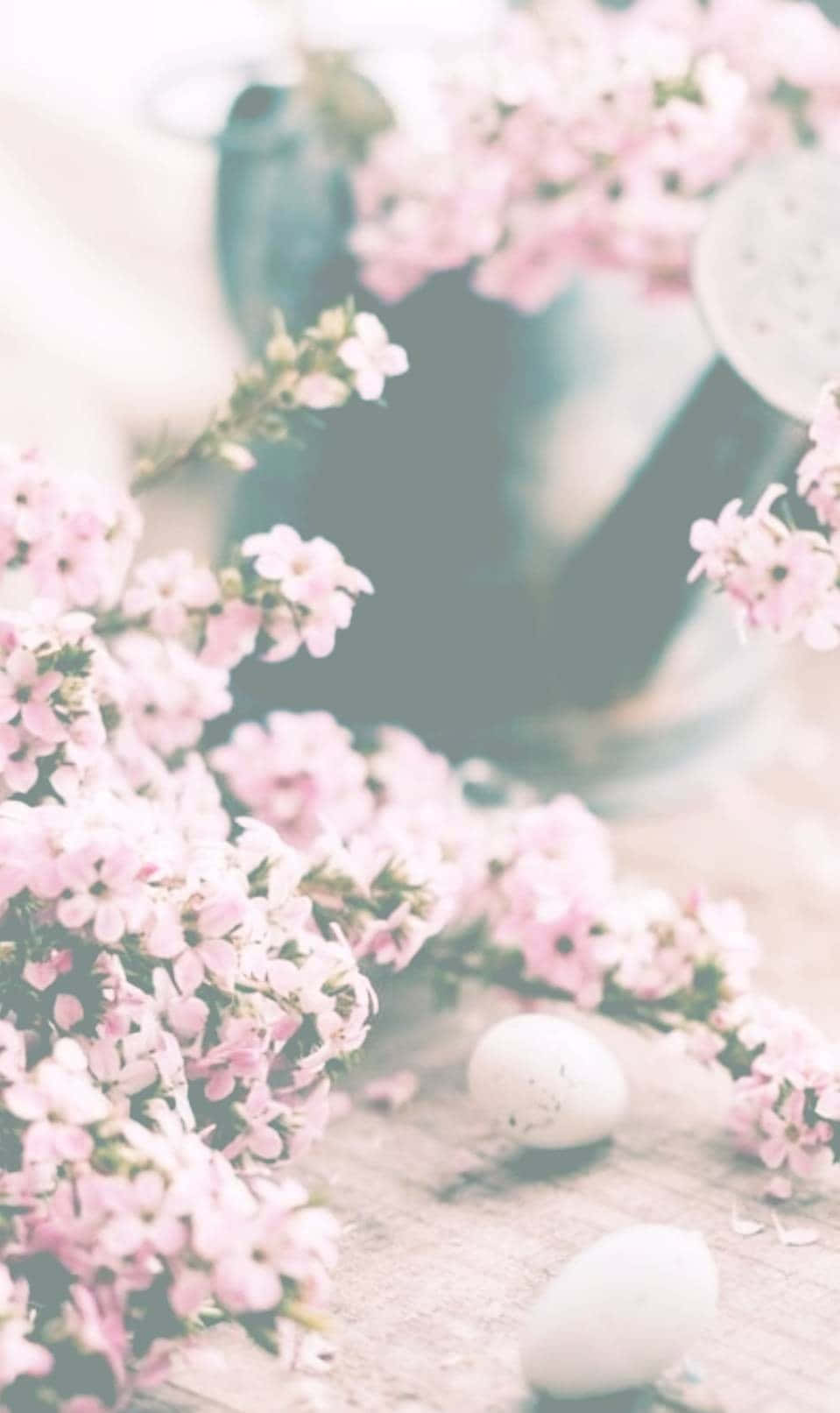 Cute Easter Iphone With Eggs And Flowers Wallpaper