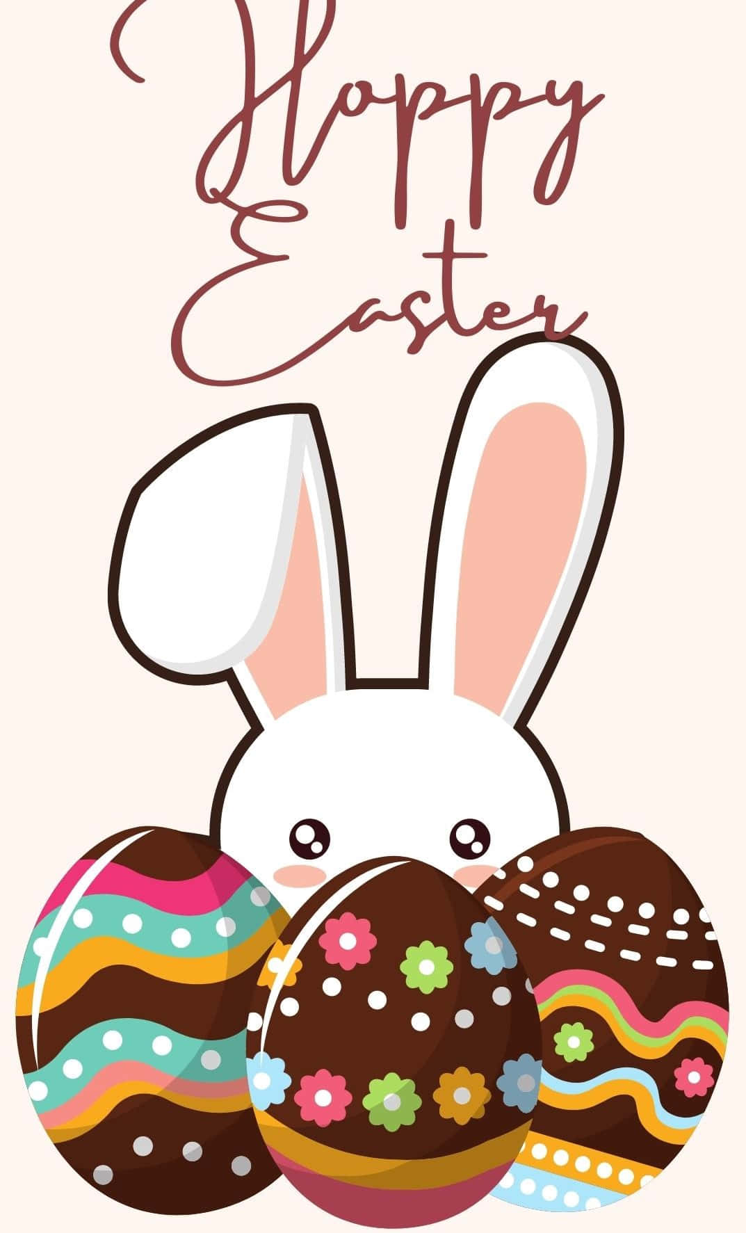 En sød påske-tema iPhone wallpaper, dekoreret med søde påskeæg og kaniner! Wallpaper