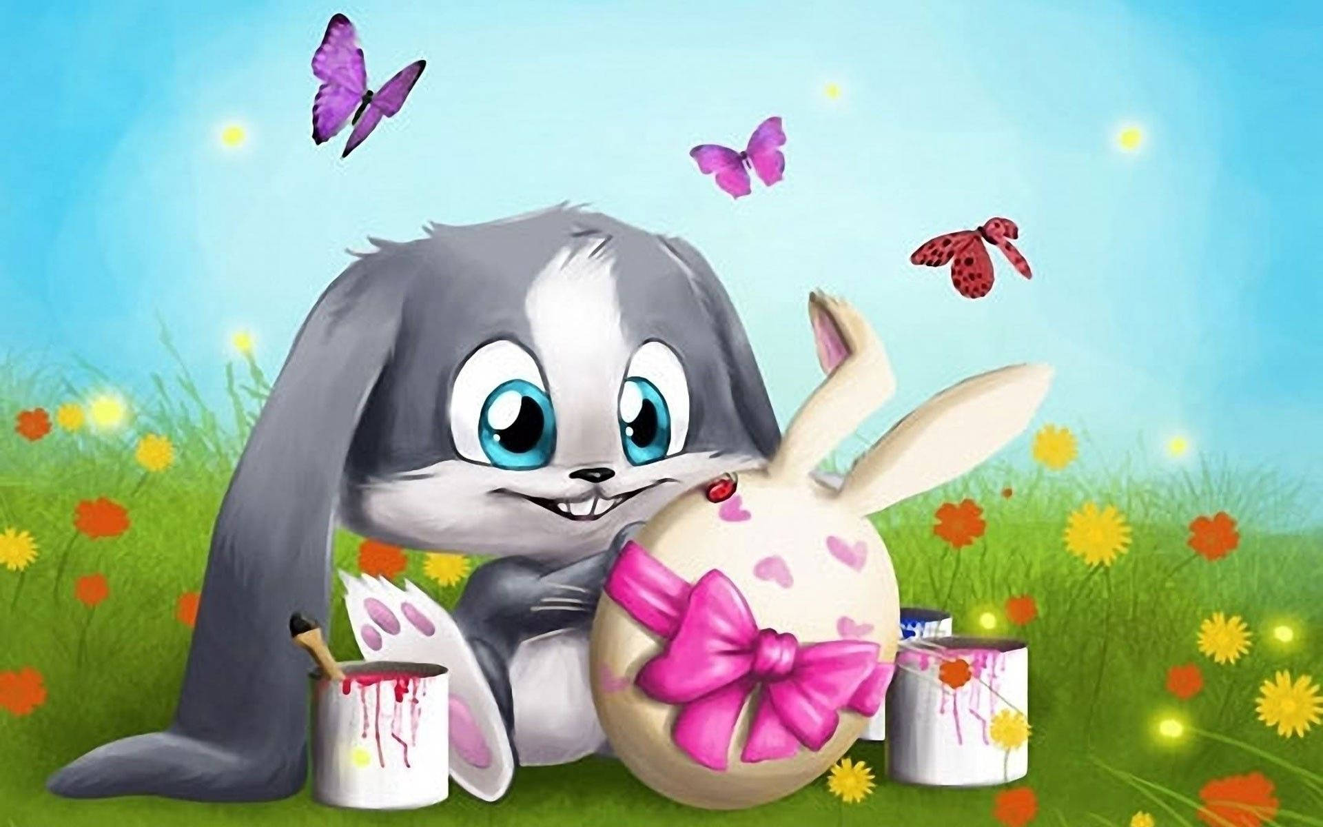 Sød påske maling kanin Wallpaper