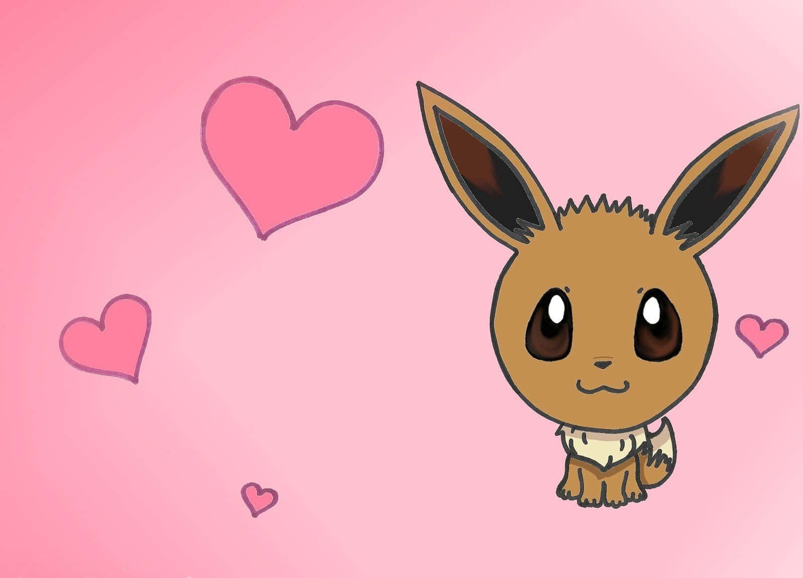 A Cute Eevee With Hearts On A Pink Background Wallpaper