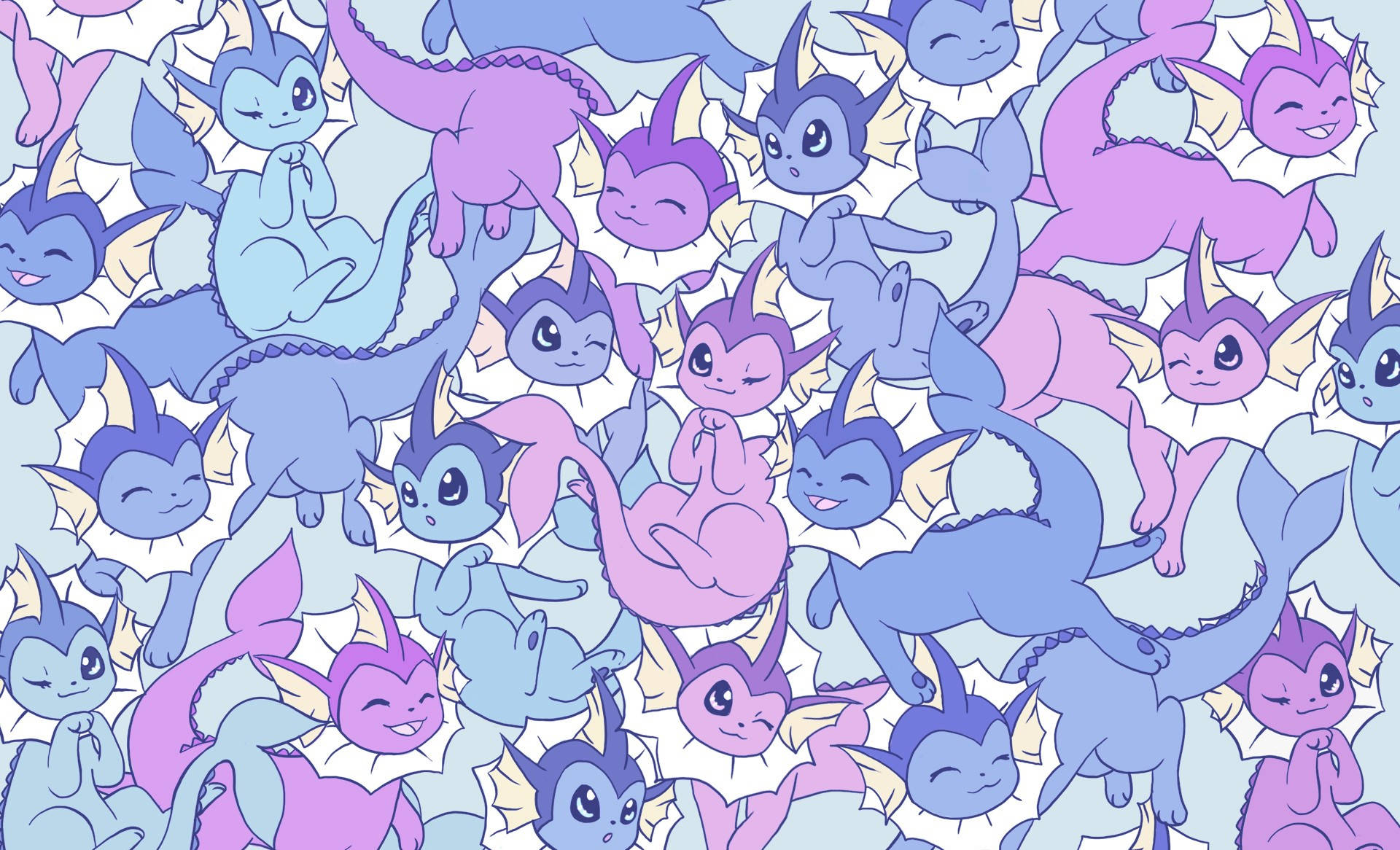 Cute Eeveelutions Purple Desktop Wallpaper
