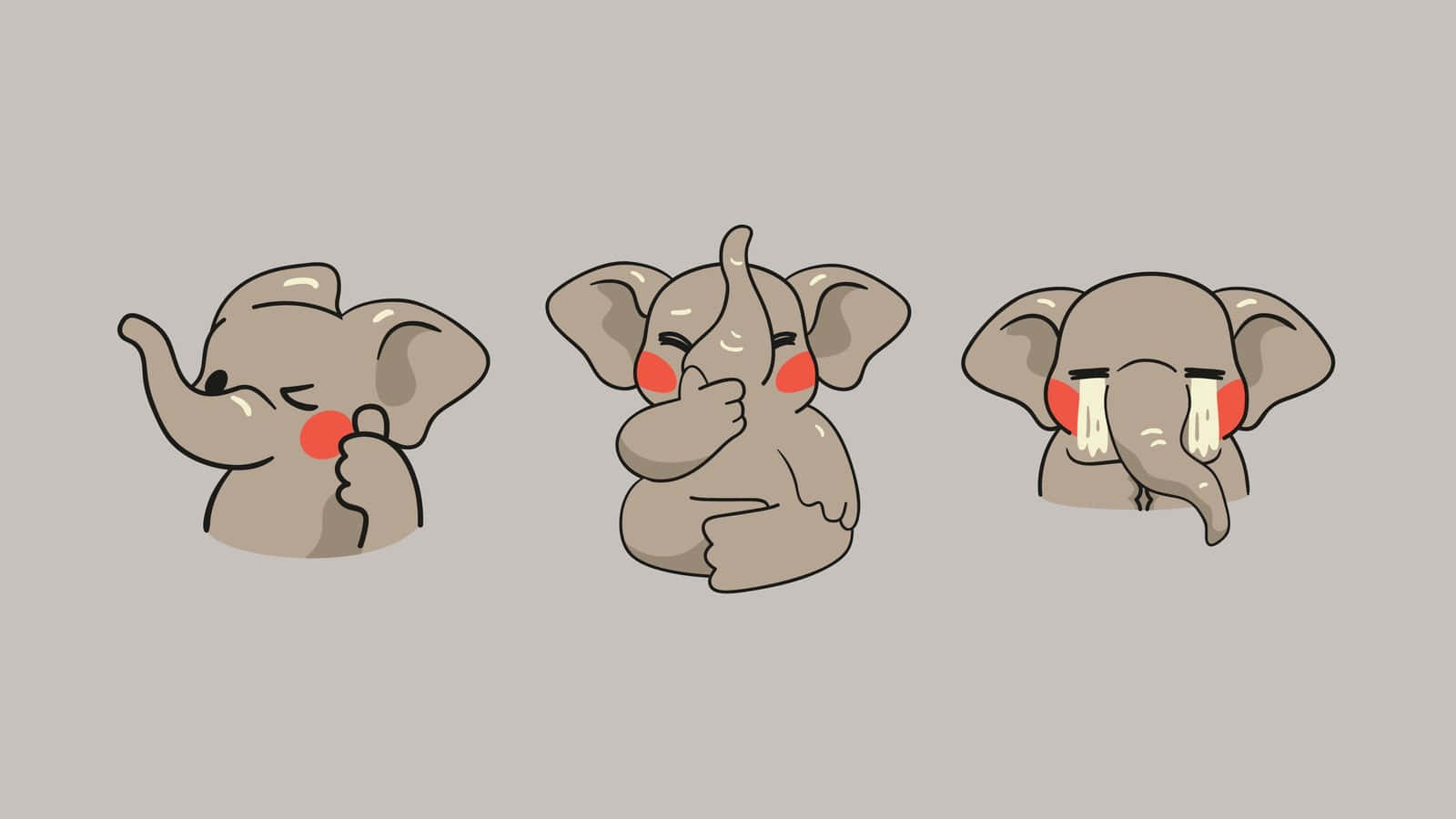 Cute Elephant Emoticon Stickers Wallpaper