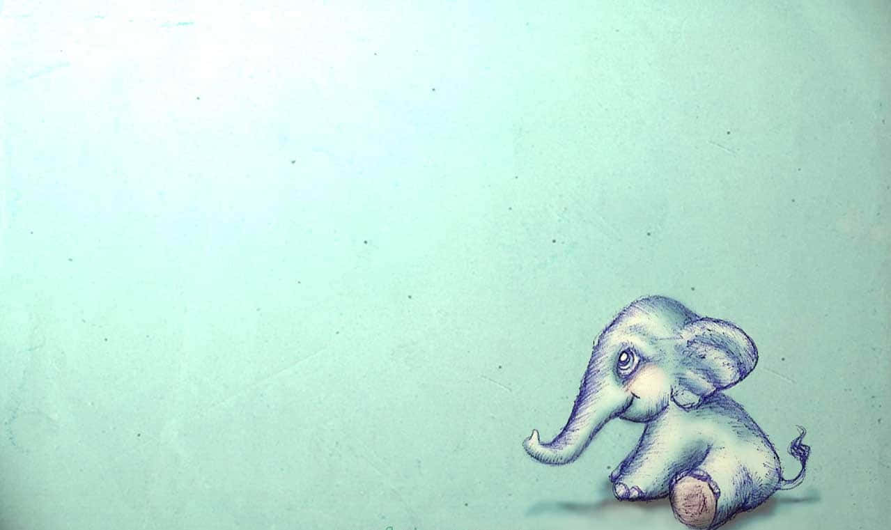 Cute Elephant Hand Drawing Wallpaper