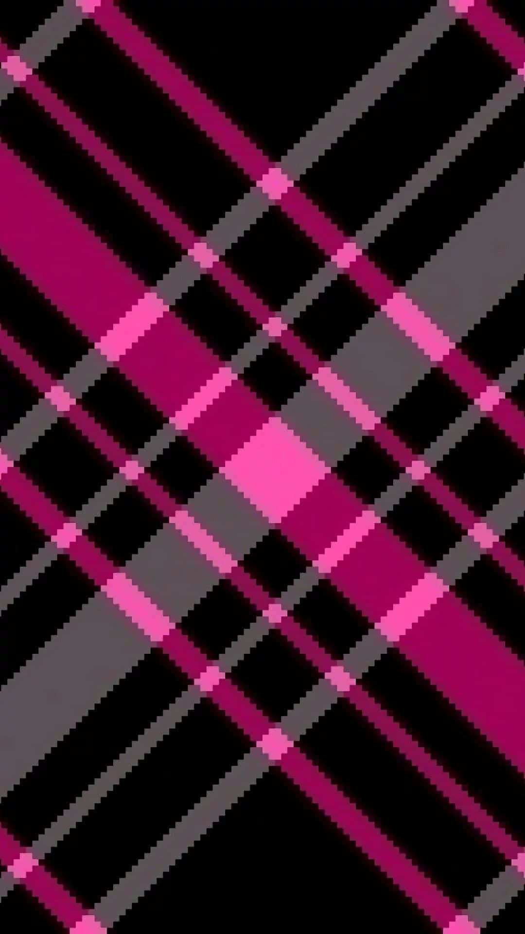 A Pink And Black Plaid Pattern Wallpaper