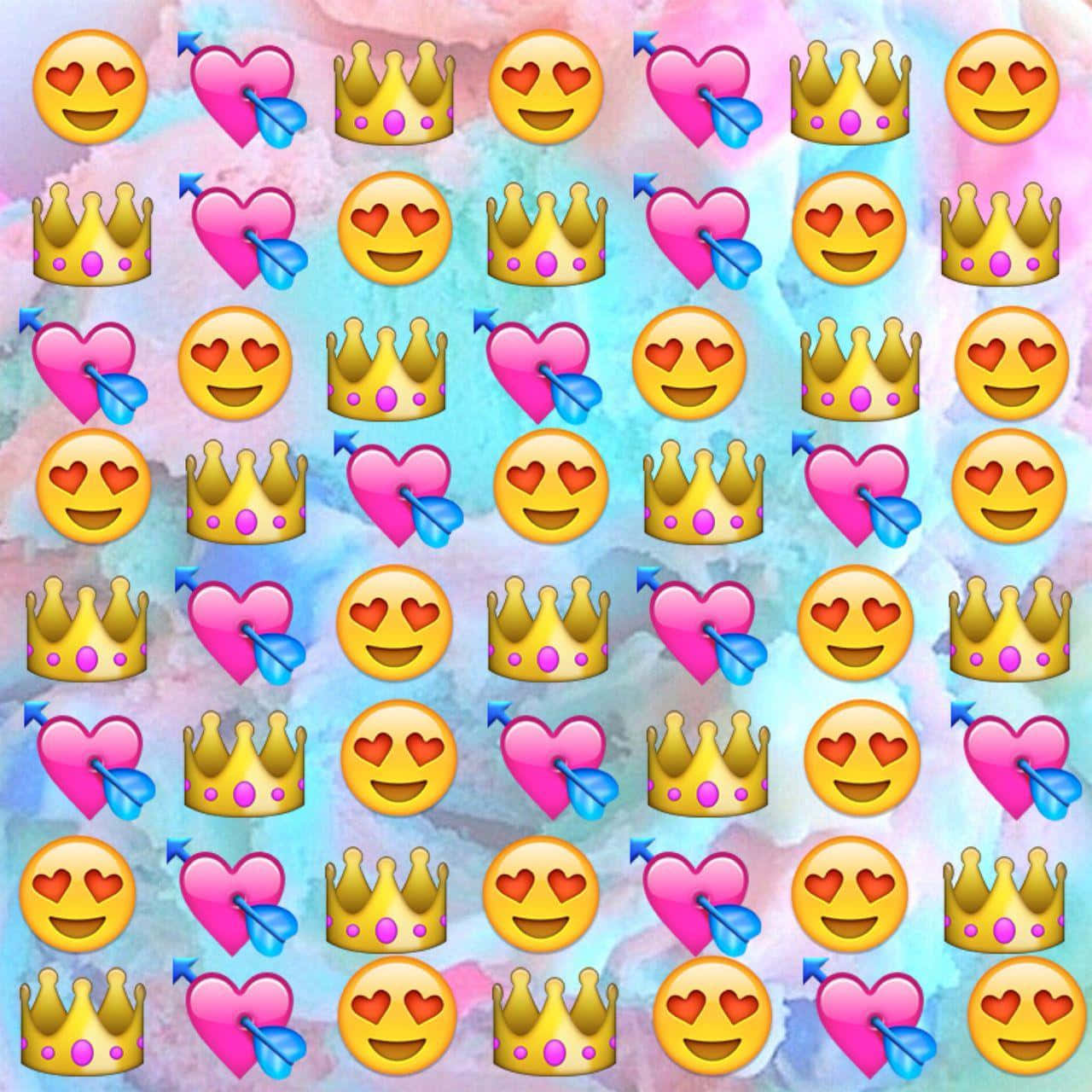 Enfärgglad Emoji-pussel Med Hjärtan Och Emojis Wallpaper