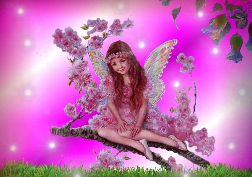 A radiant cute fairy with glowing wings Wallpaper