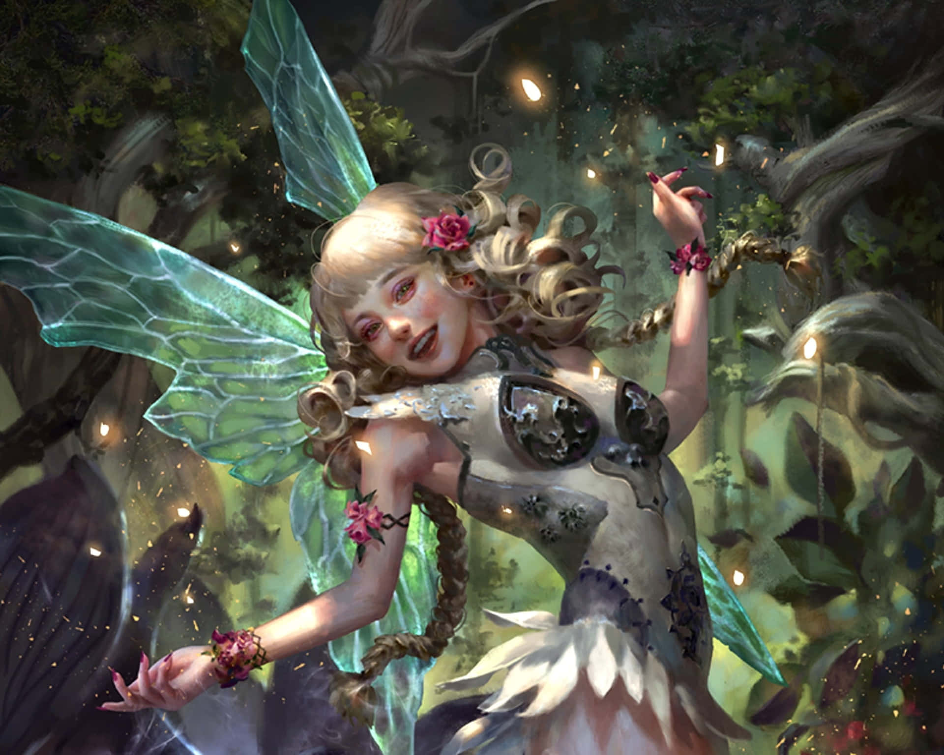 Enchanting Forest Fairy in the Moonlight Wallpaper