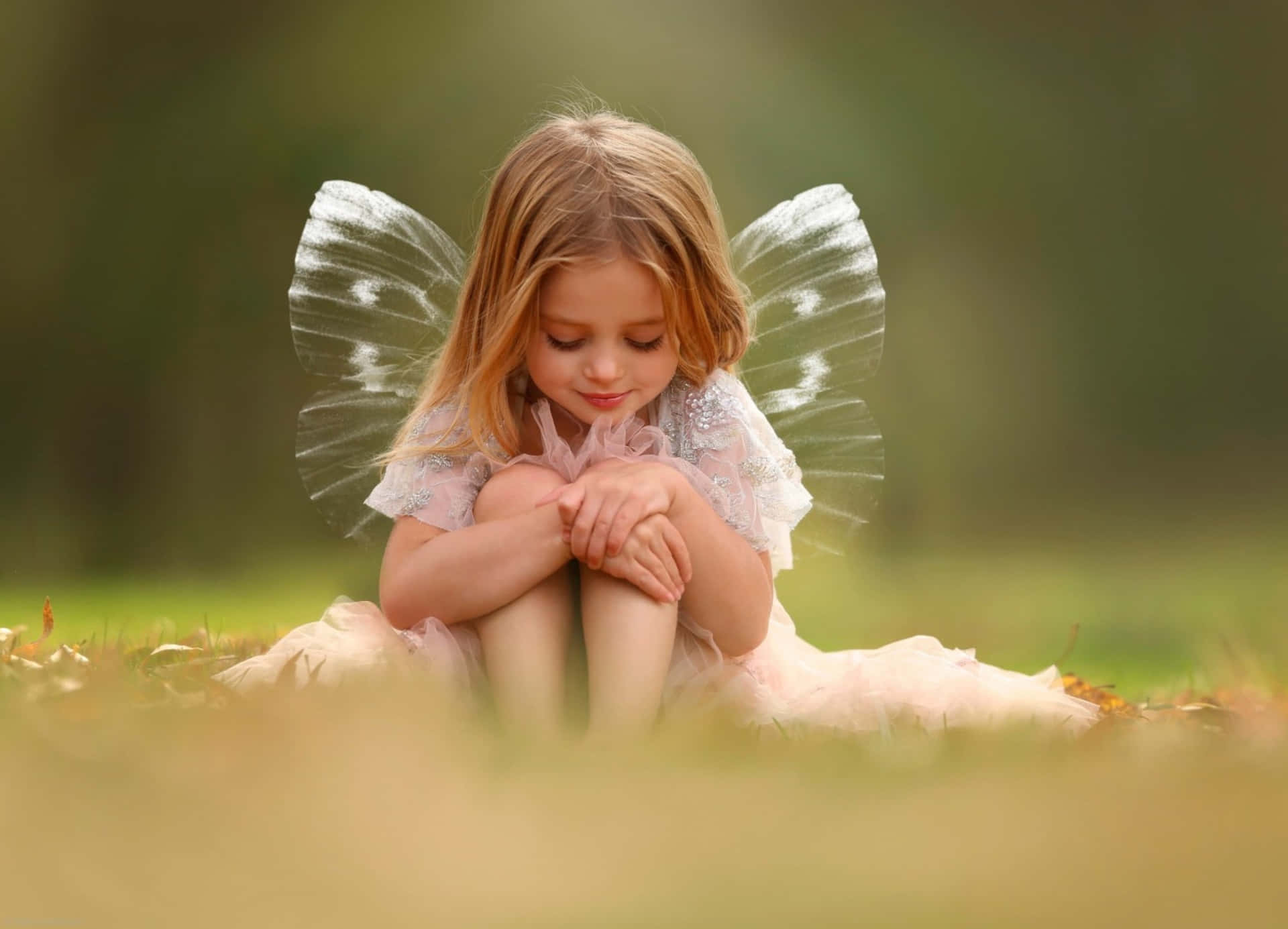 Enchanting Cute Fairy in a Magical Wonderland Wallpaper