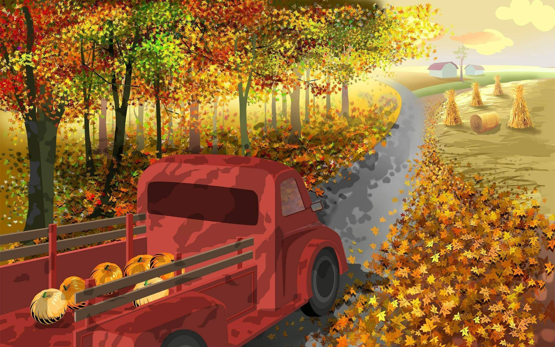 Cute Fall Country Road Wallpaper
