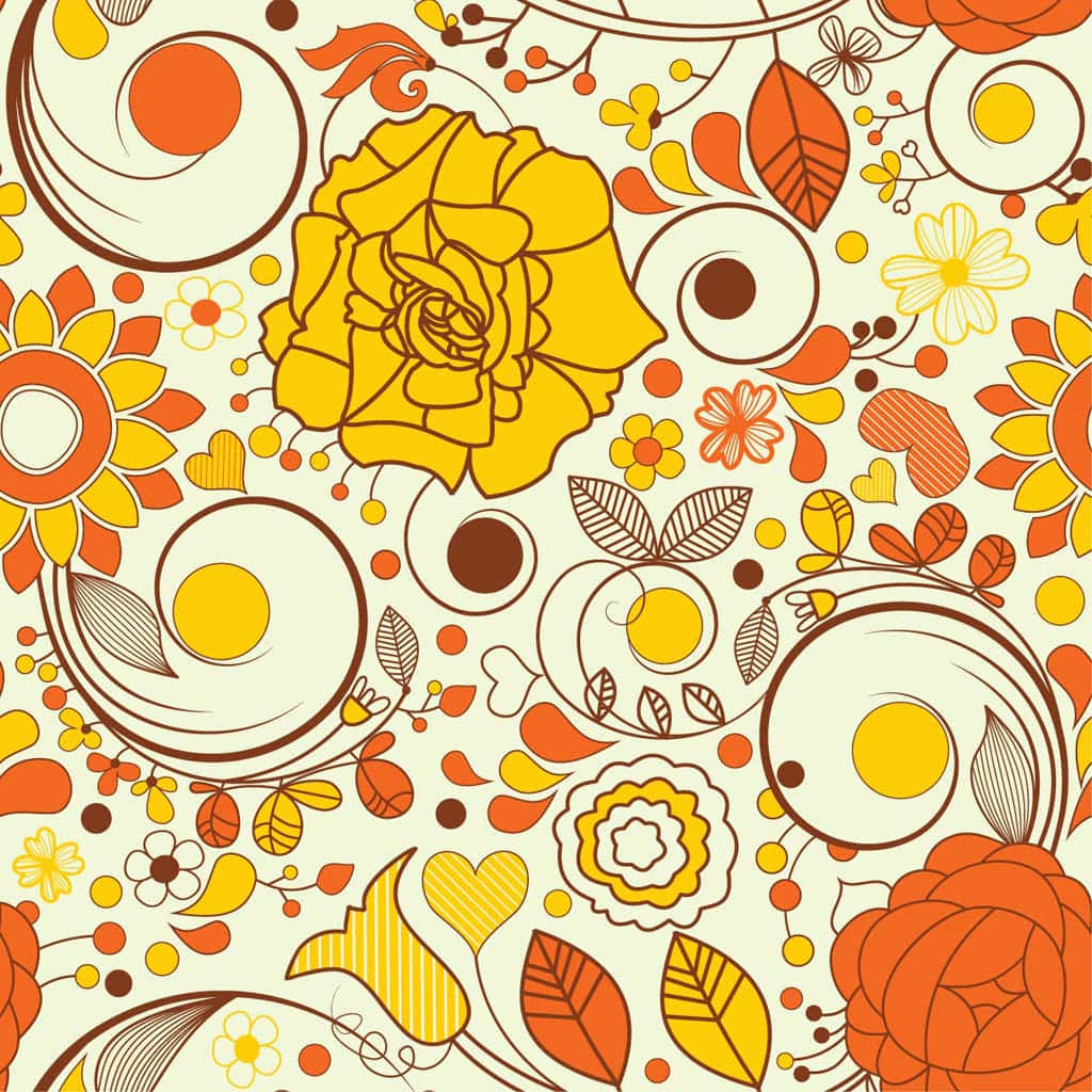 Abstract Flowers Cute Fall Pattern Wallpaper