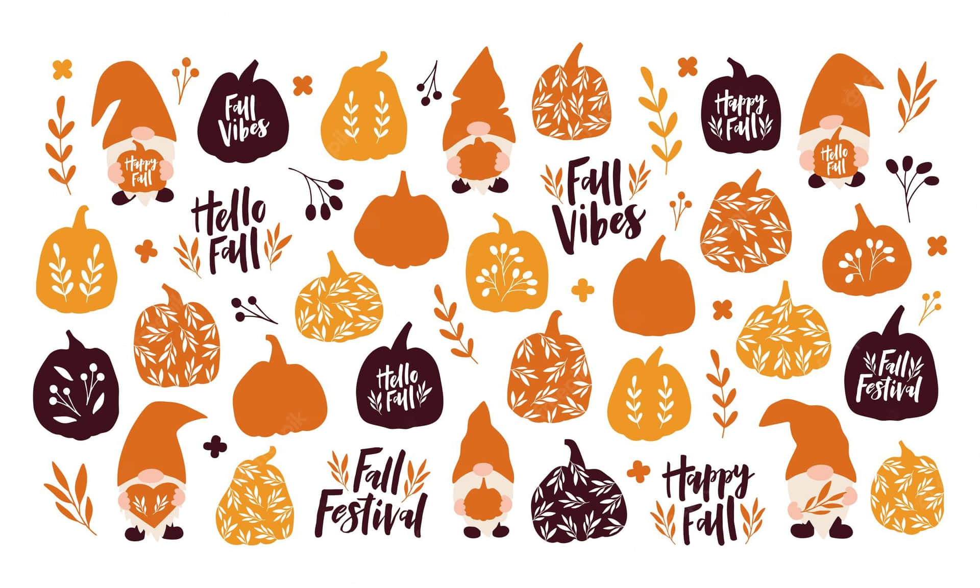 Cute Fall Patterns Halloween Illustration Wallpaper