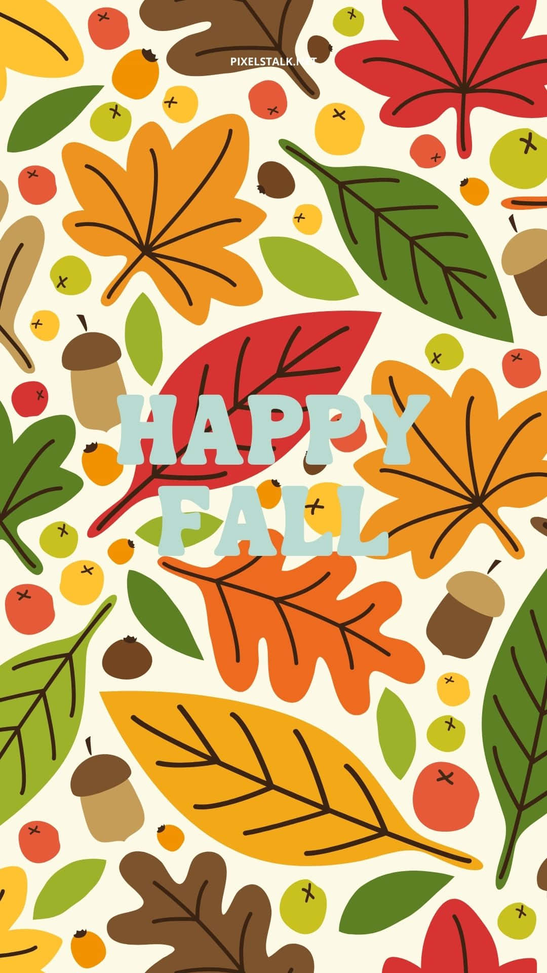 Cute Fall Pattern With Happy Fall Typography Wallpaper
