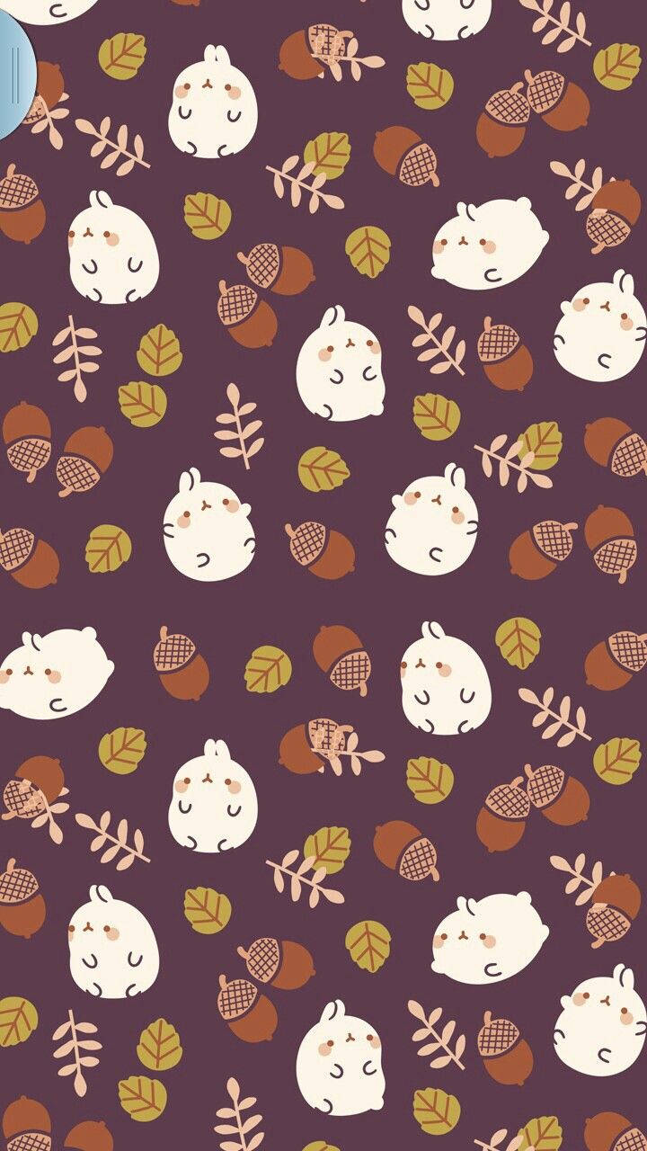 Cute Fall Phone Brown Acorns Wallpaper