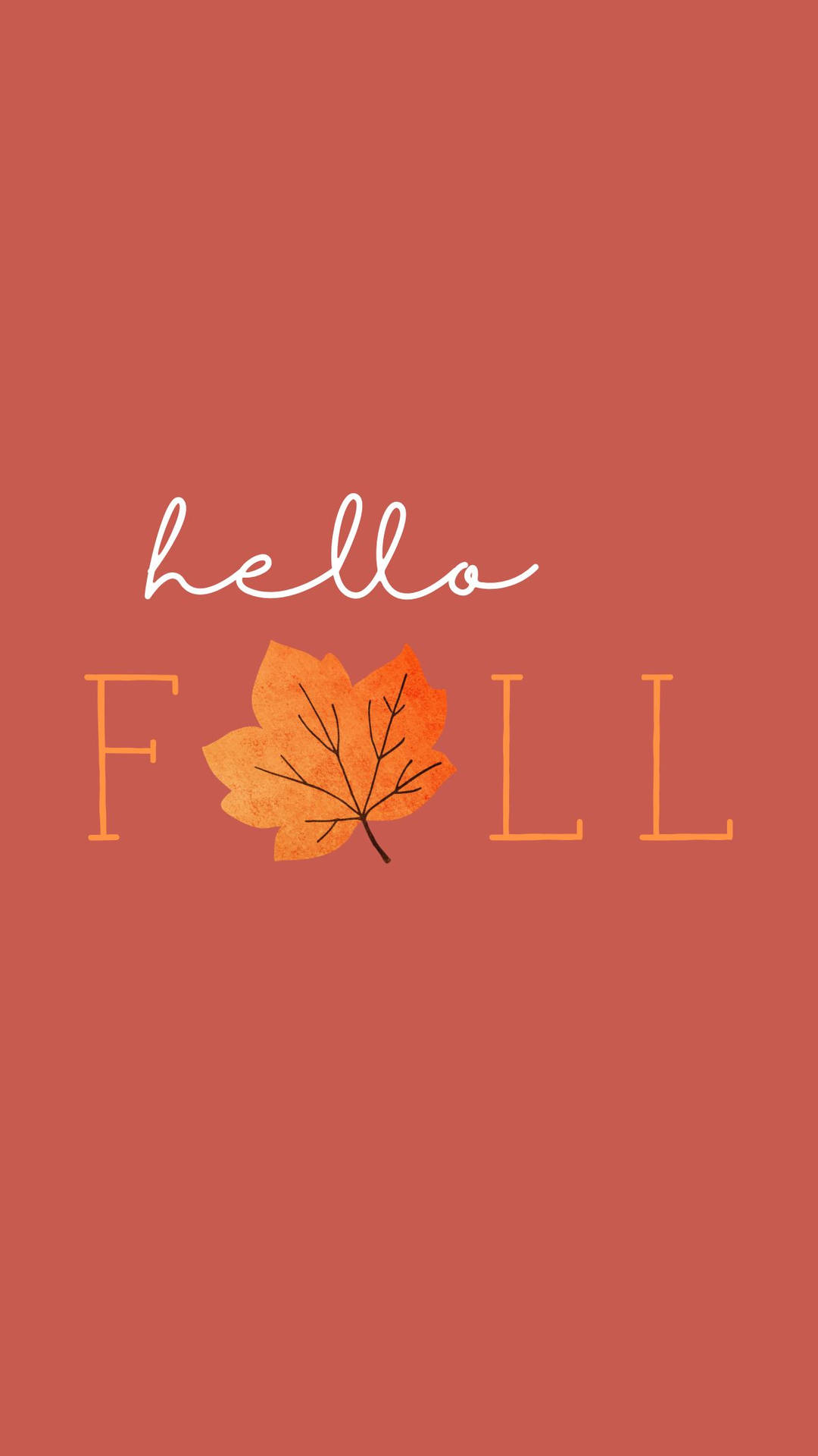 Hello Fall On A Red Background Wallpaper