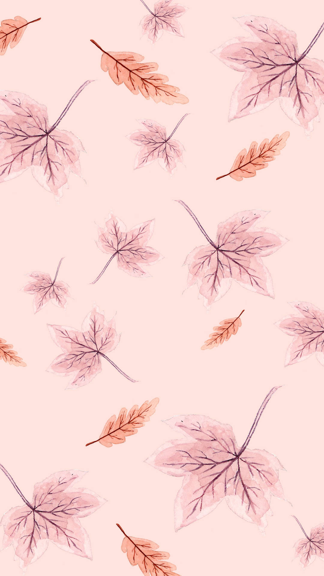 Cute Fall Phone Pink Orange Leaves Wallpaper