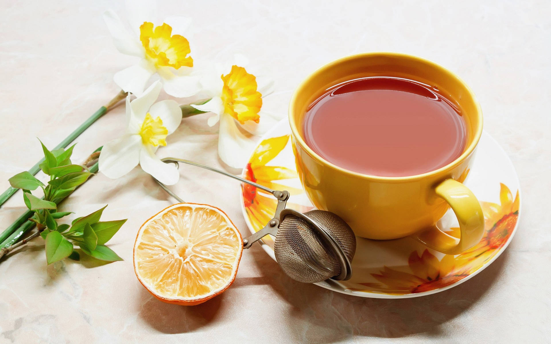 Cute Floral tea Cup Wallpaper