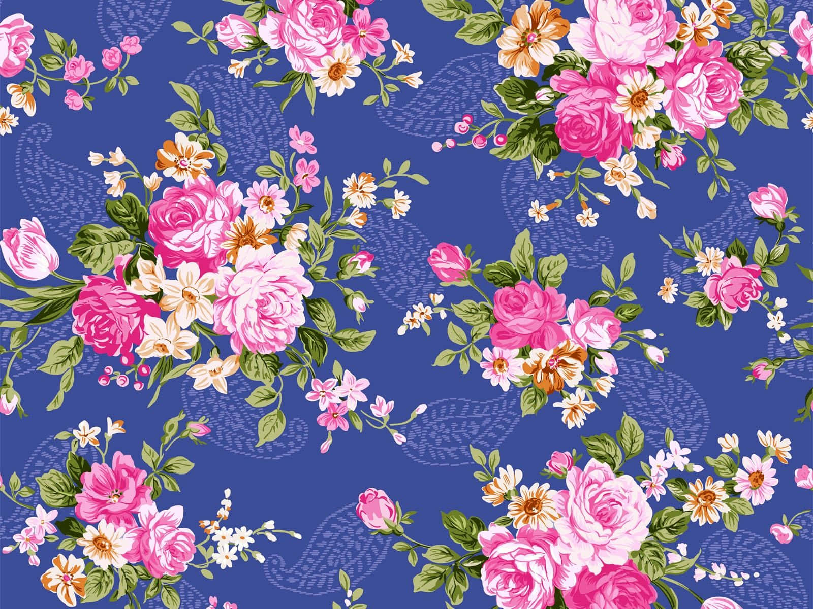 Lindoramo De Flores Rosadas Con Motivos Florales. Fondo de pantalla