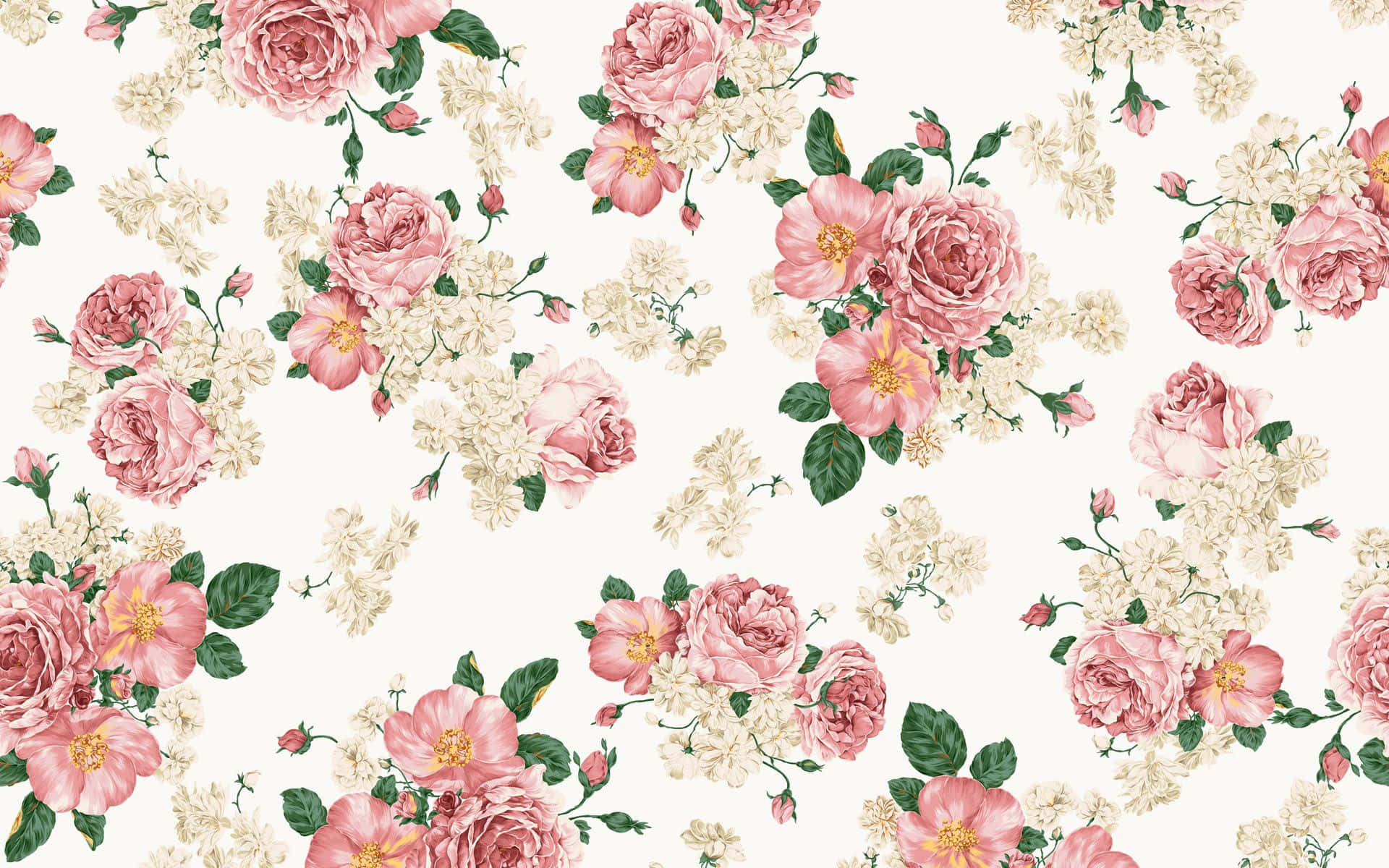 Pastellrosaniedliches Blumenmuster Für Den Desktop Wallpaper