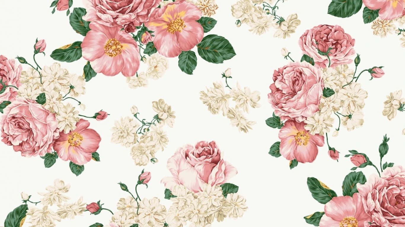 Vintage Rose Flowers Cute Floral Wallpaper