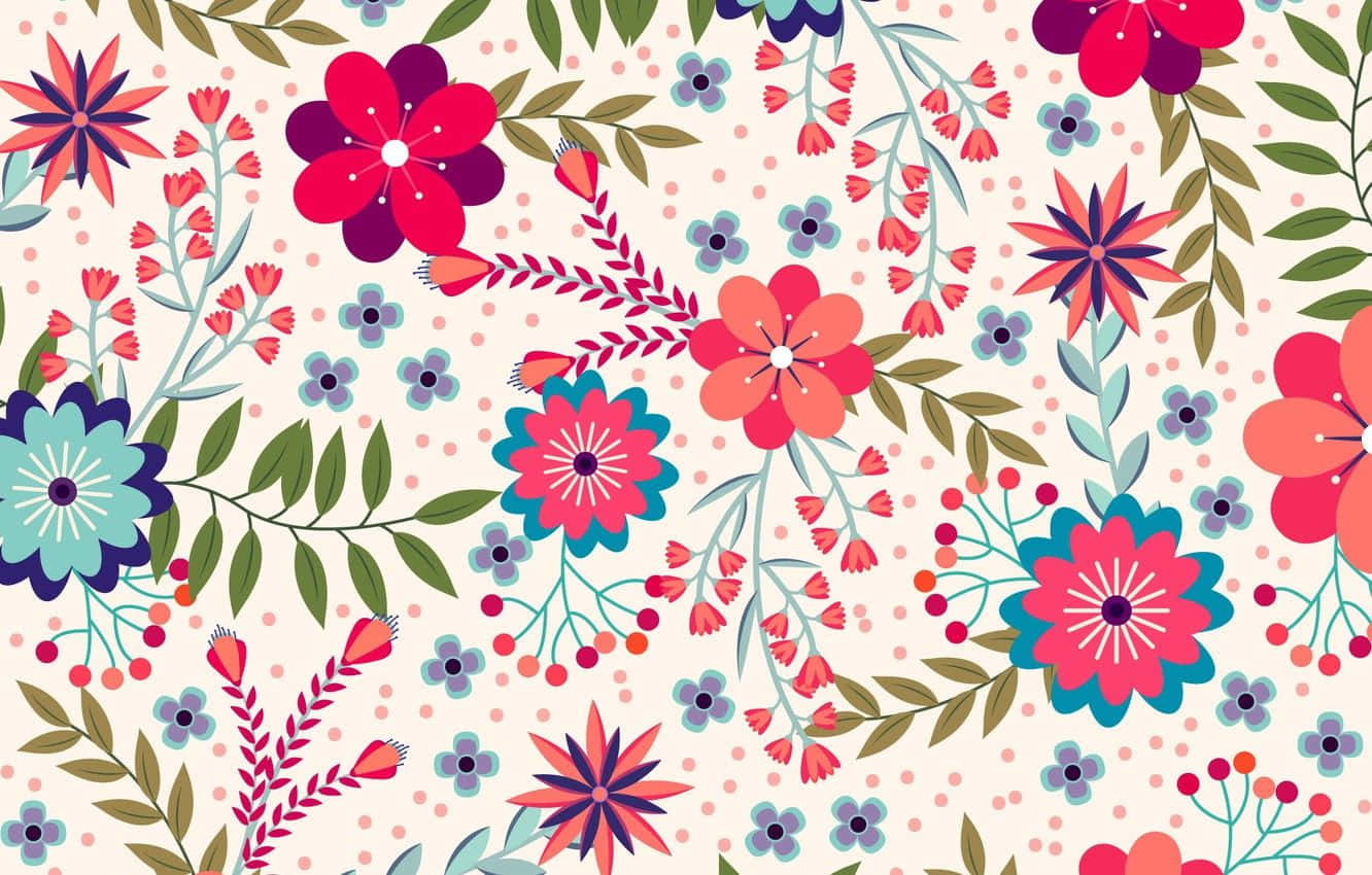 Flower And Leaves Cute Floral Wallpaper