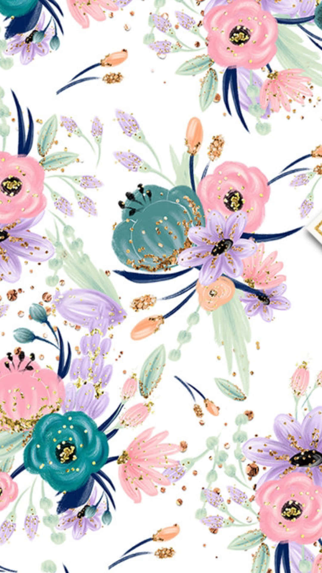 Digital Painting Pastel Cute Floral Wallpaper