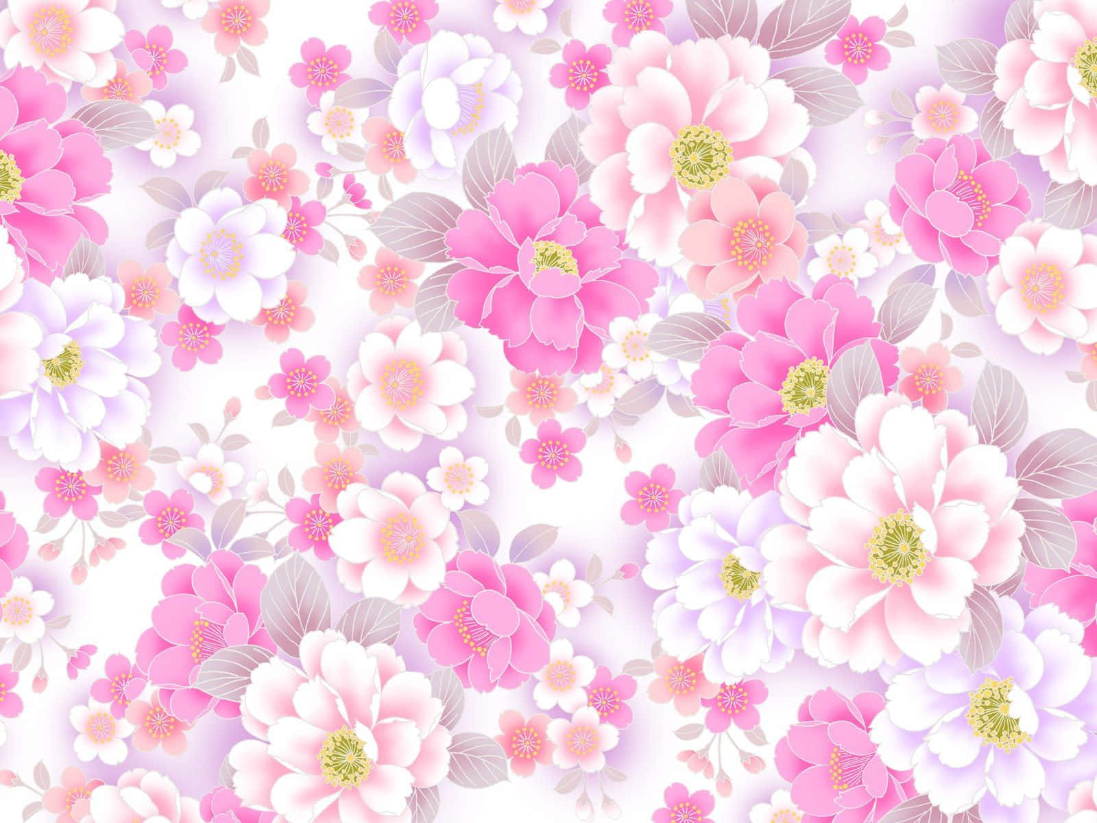 Charming Pink Cute Floral Pattern Wallpaper