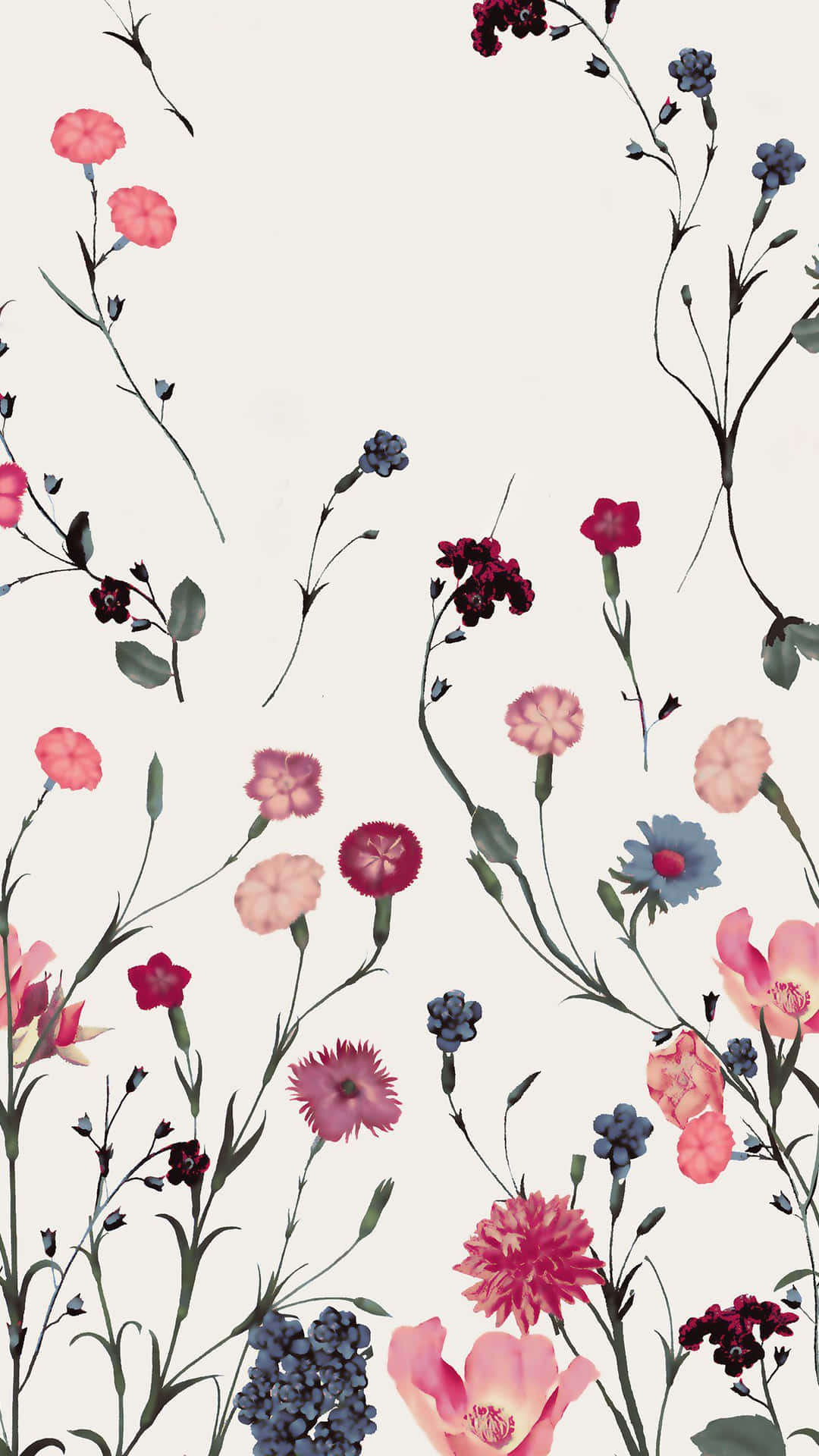 Minimalist Pastel Flowers Cute Floral Wallpaper