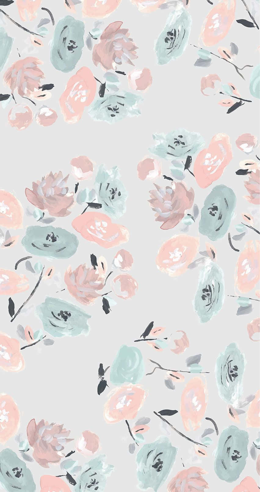Pastel Blue And Pink Cute Floral Wallpaper