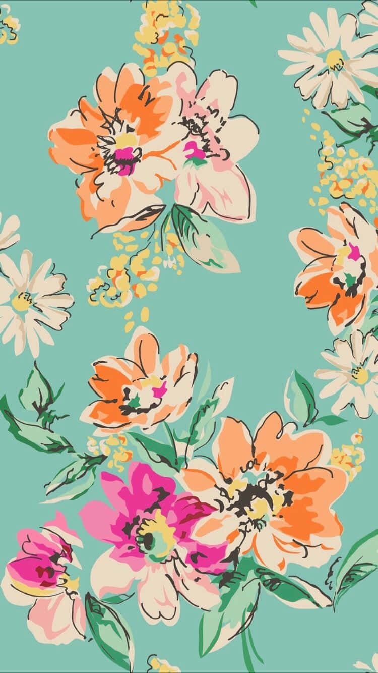 Sød Floral Digital Akvarel Malebillede Wallpaper