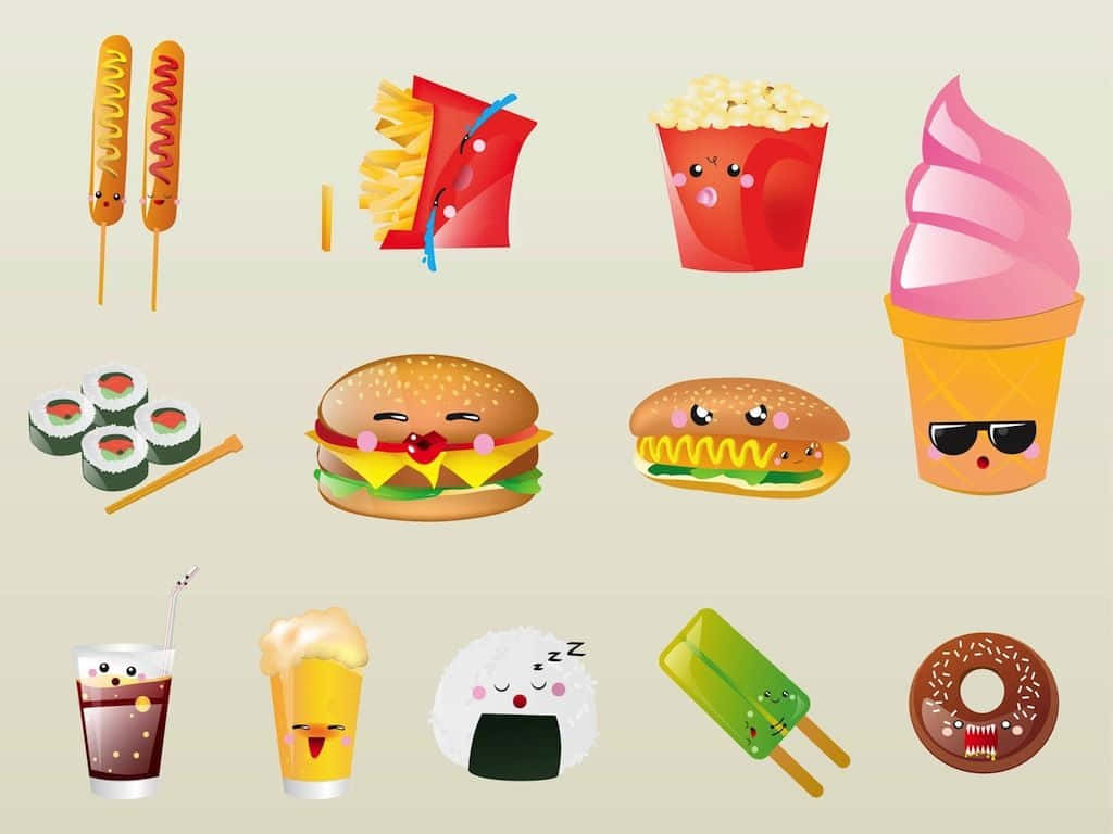Cute Food Background: A Delicious Gathering of Adorable Eats