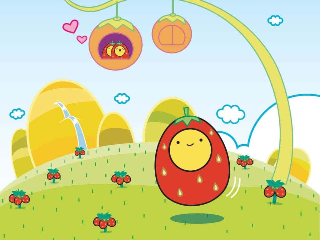 1024 com. Happy background cartoon. Easter with Strawberry vector. Luv Egg. I Love Egg.