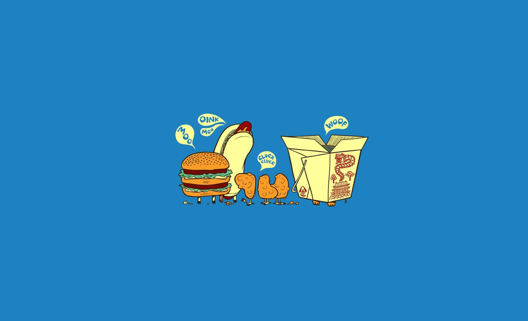 A Blue Background With A Cartoon Of A Hamburger And A Cup Of Soda Wallpaper