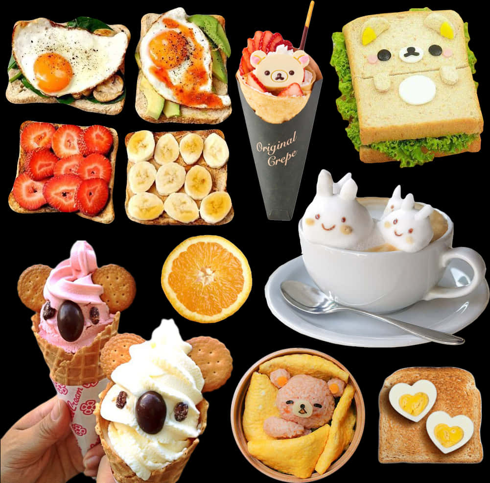 Cute Food Collage PNG
