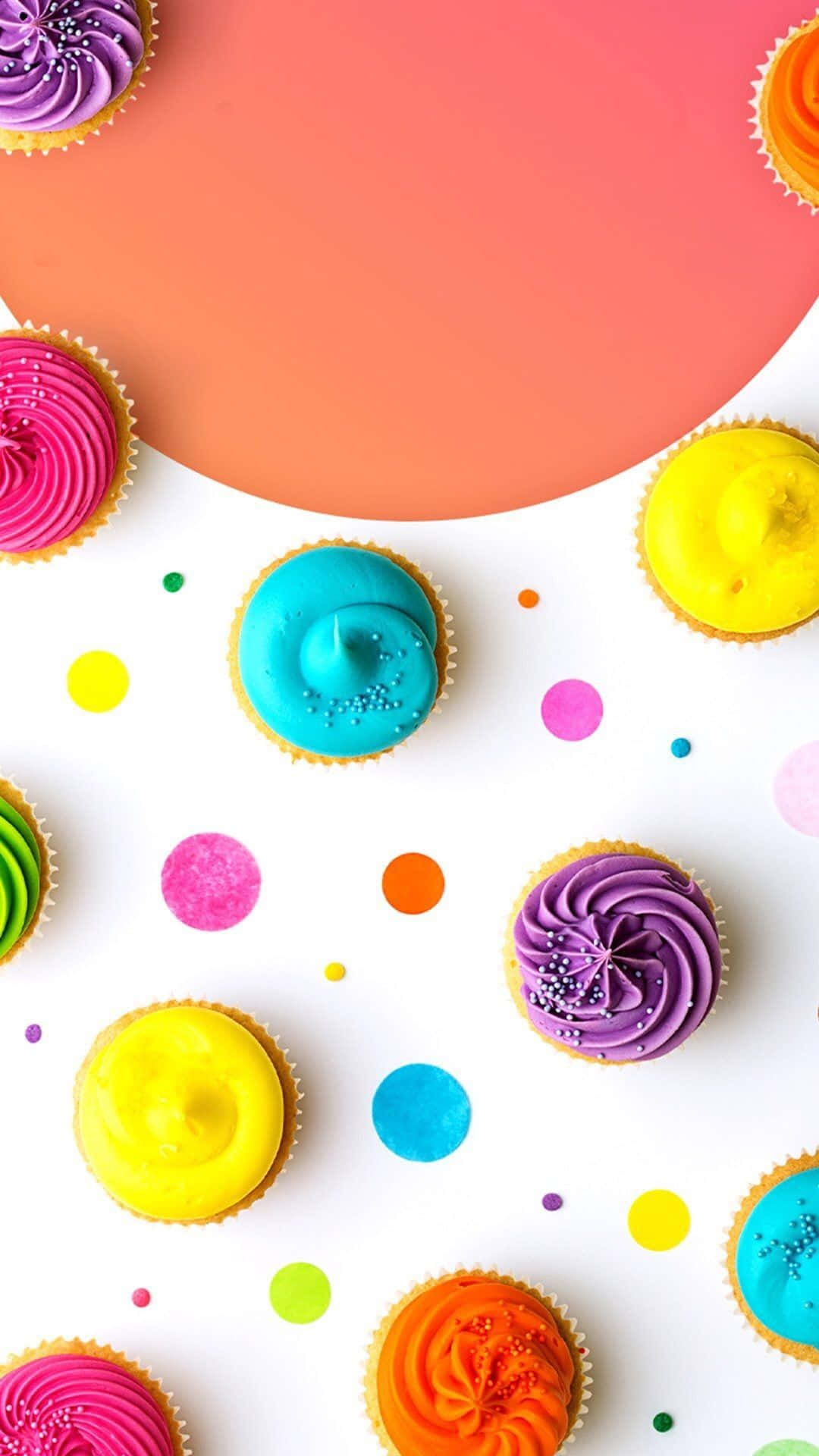Colorful Cupcakes On A White Background Wallpaper