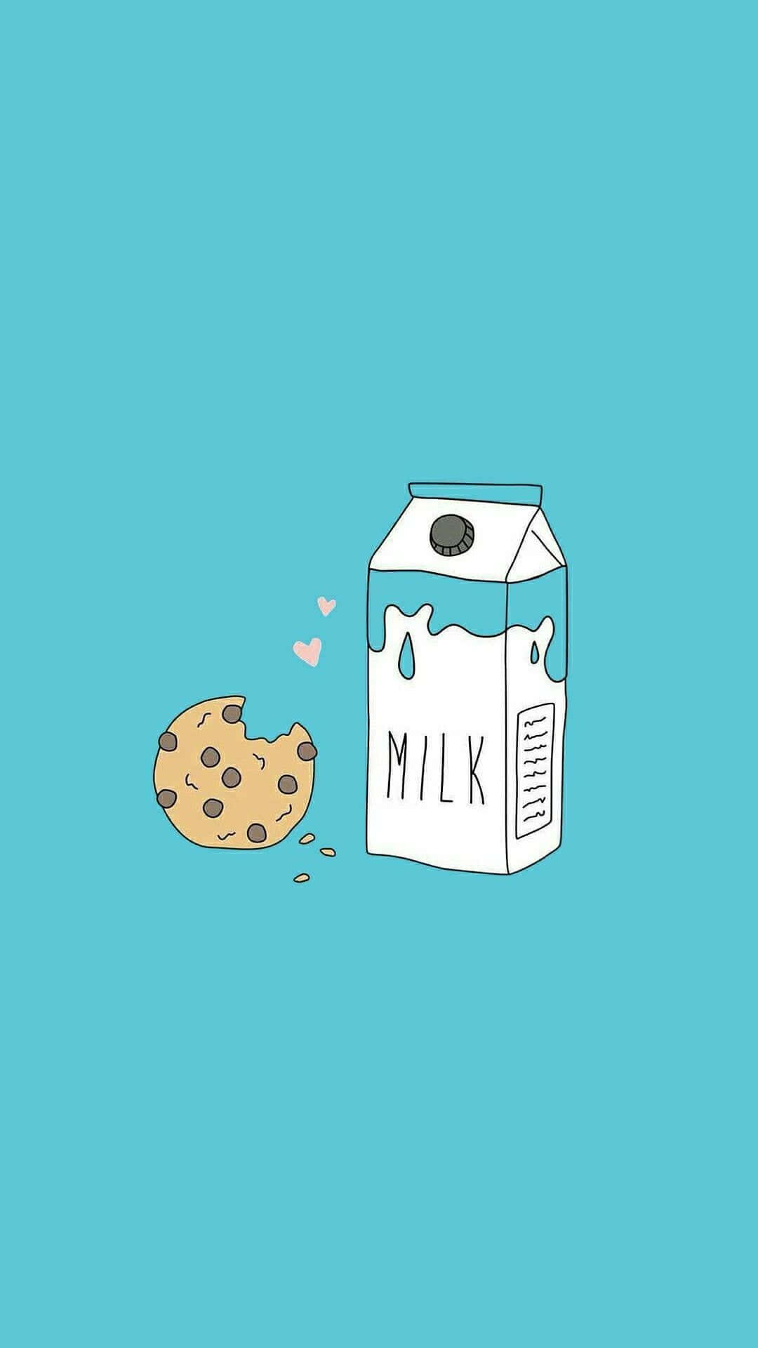 Milk And Cookies On A Blue Background Wallpaper